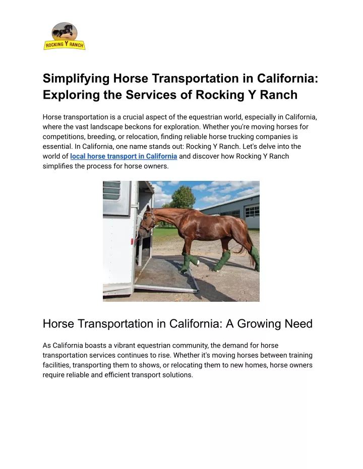 simplifying horse transportation in california