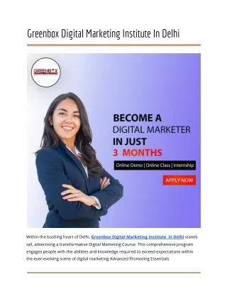 Digital Marketing Institute in Delhi