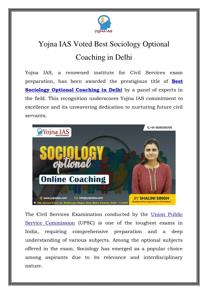 yojna ias voted best sociology optional