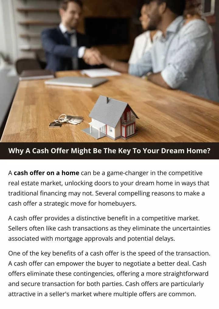 why a cash offer might be the key to your dream