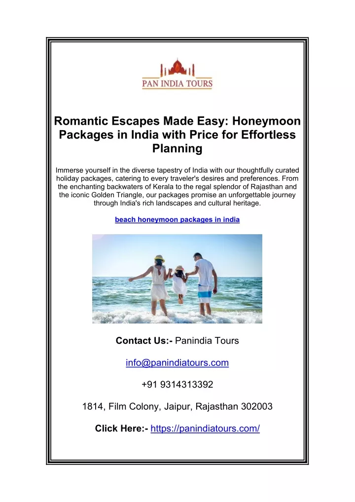 romantic escapes made easy honeymoon packages