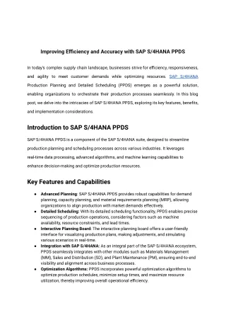 Improving Efficiency and Accuracy with SAP S_4HANA PPDS