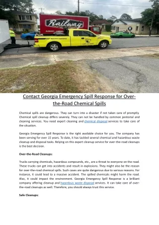 Contact Georgia Emergency Spill Response for Over-the-Road Chemical Spills