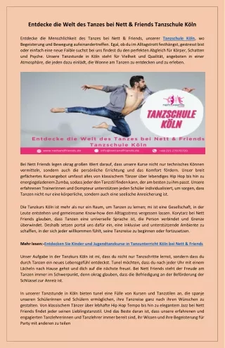 Entdecke deine Leidenschaft fürs Tanzen Tanzschule Köln