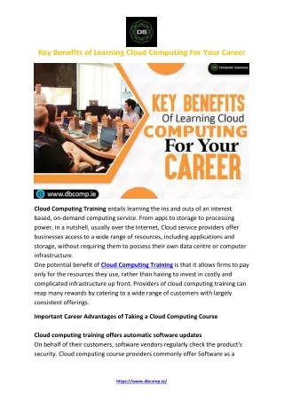 Key Benefits Of Learning Cloud Computing For Your Career