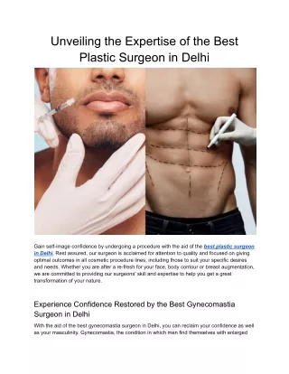Unveiling the Expertise of the Best Plastic Surgeon in Delhi