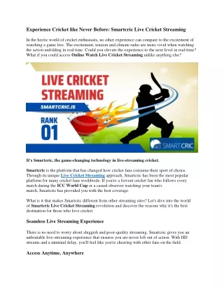 Experience Cricket like Never Before