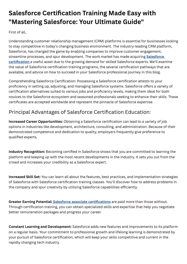 salesforce certification training made easy with