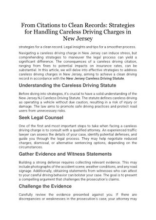 New Jersey Careless Driving Statute
