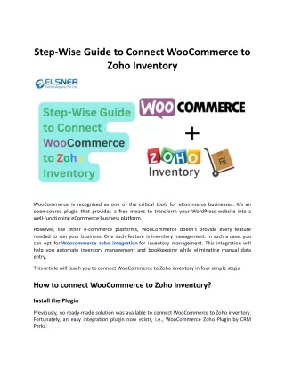 Connecting WooCommerce to Zoho Inventory: A Step-by-Step Tutorial