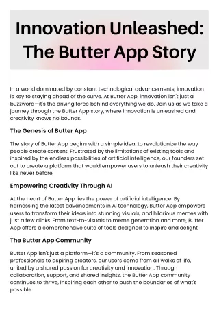Innovation Unleashed: The Butter App Story