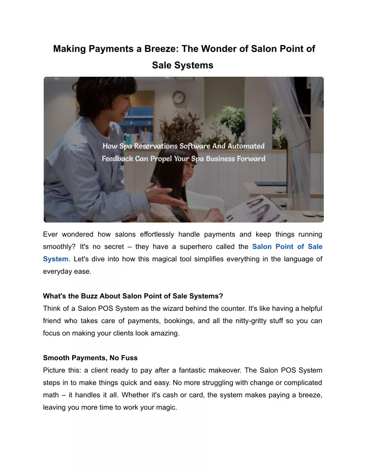 making payments a breeze the wonder of salon