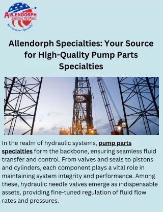 Allendorph Specialties Your Source for High-Quality Pump Parts Specialties