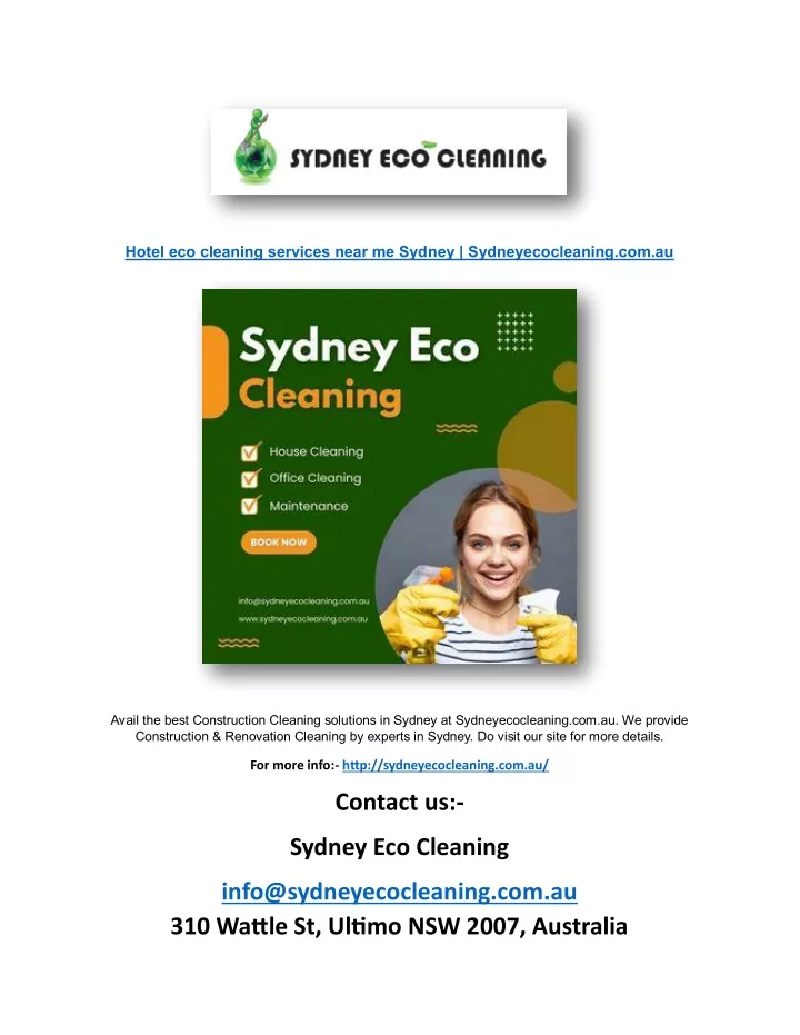 hotel eco cleaning services near me sydney