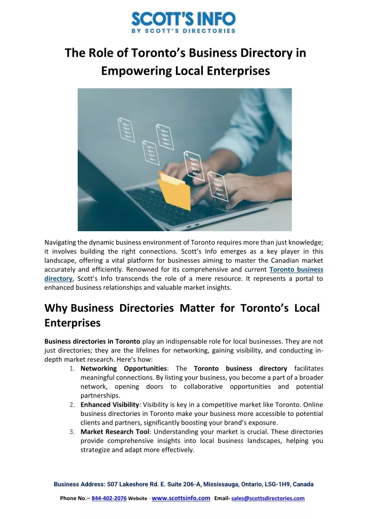 the role of toronto s business directory