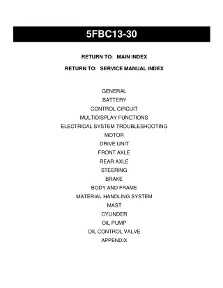 Toyota 5FBC20 Battery Forklift Service Repair Manual