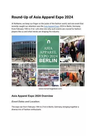 Round-Up of Asia Apparel Expo 2024
