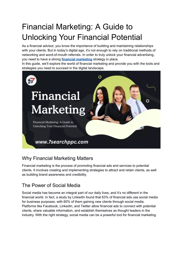 financial marketing a guide to unlocking your