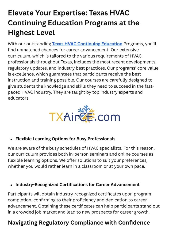 elevate your expertise texas hvac continuing