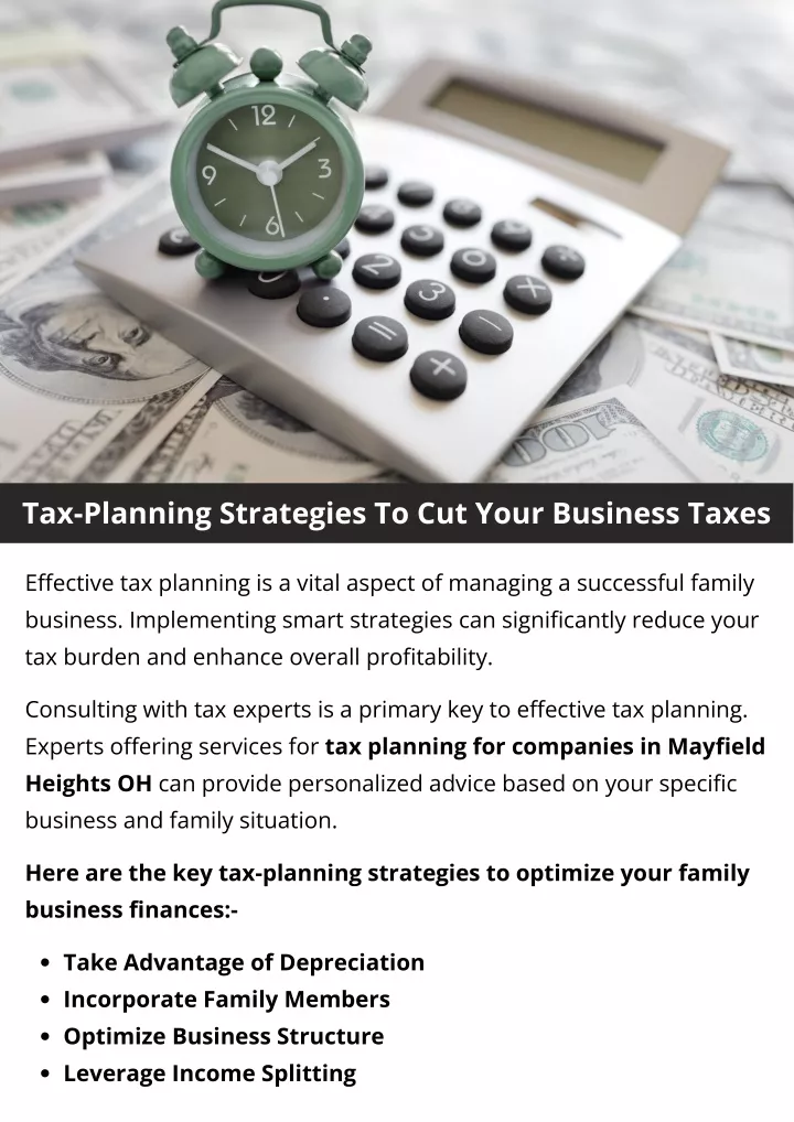 tax planning strategies to cut your business taxes