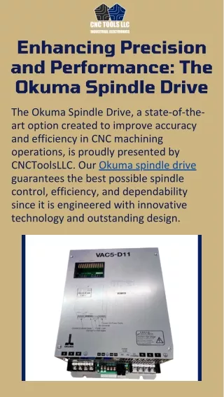 Elevate Precision Machining With Okuma Spindle Drive by CNC Tools LLC