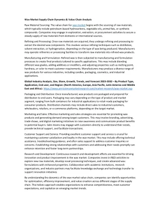 wax market supply chain dynamics value chain