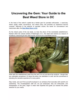 Uncovering the Gem_ Your Guide to the Best Weed Store in DC