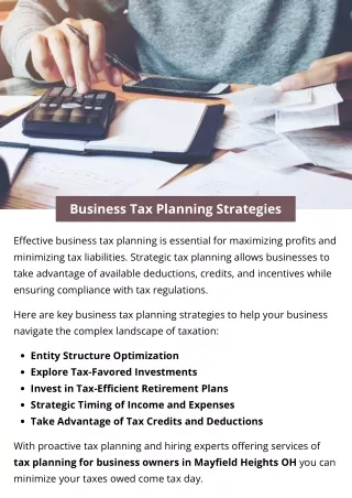Business Tax Planning Strategies