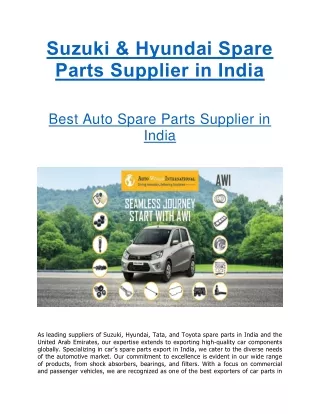 Suzuki parts suppliers in India
