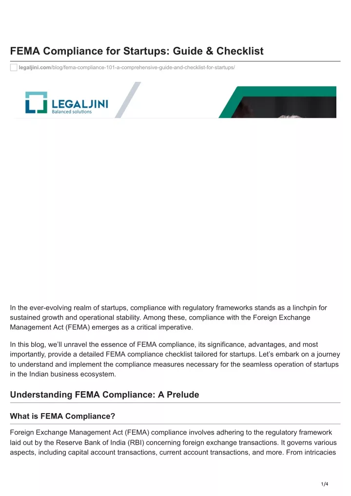 fema compliance for startups guide checklist