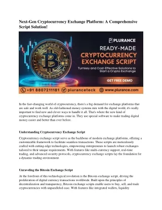 Next-Gen Cryptocurrency Exchange Platform A Comprehensive Script Solution