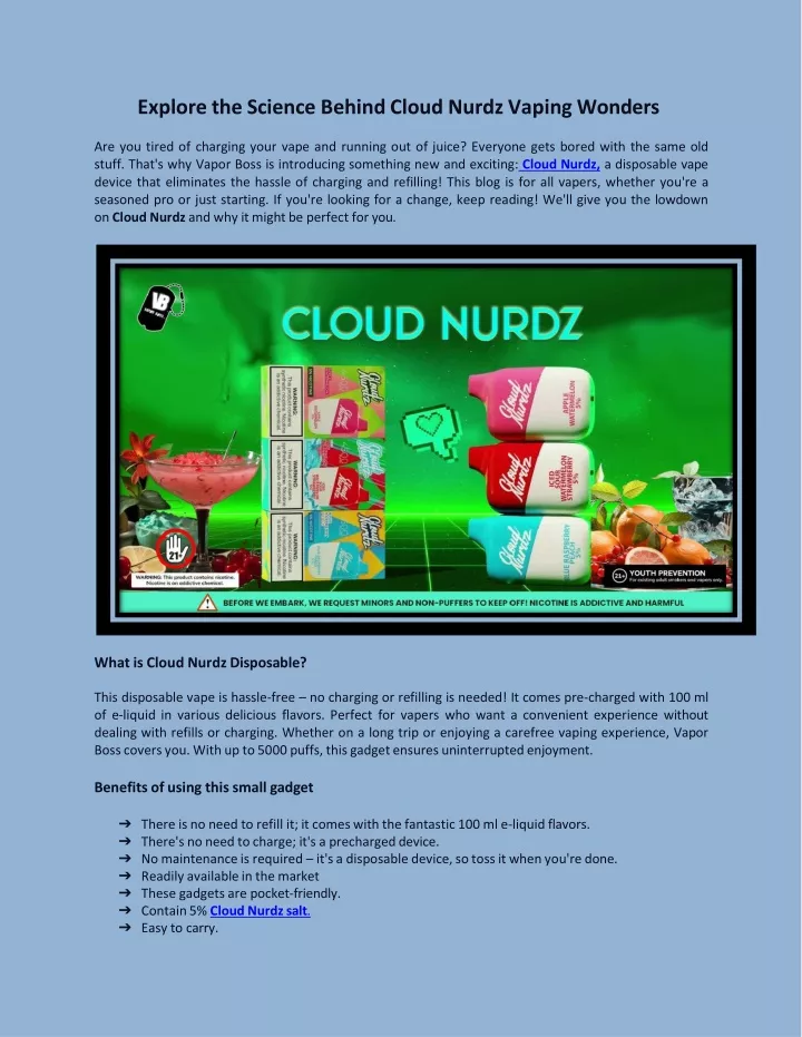 explore the science behind cloud nurdz vaping