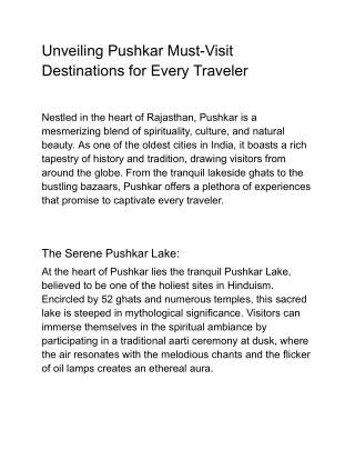 Untitled documentUnveiling Pushkar Must-Visit Destinations for Every Traveler