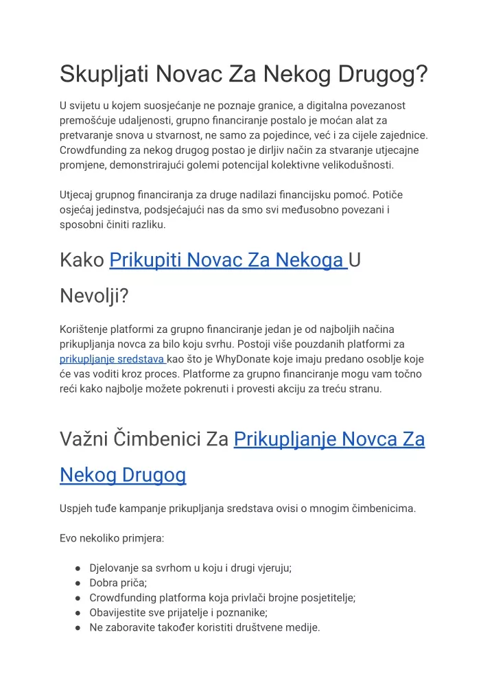 skupljati novac za nekog drugog