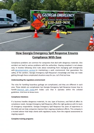 How Georgia Emergency Spill Response Ensures Compliance With Ease