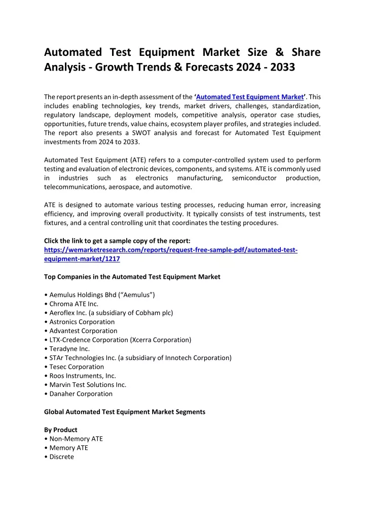 automated test equipment market size share