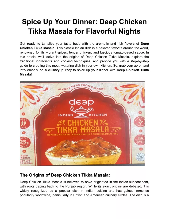 spice up your dinner deep chicken tikka masala