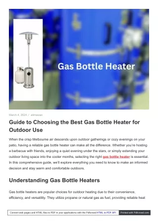 Choosing the Best Gas Bottle Heater for Outdoor Use