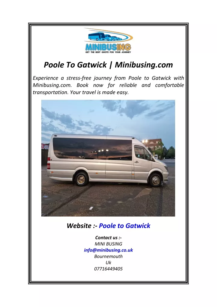 poole to gatwick minibusing com