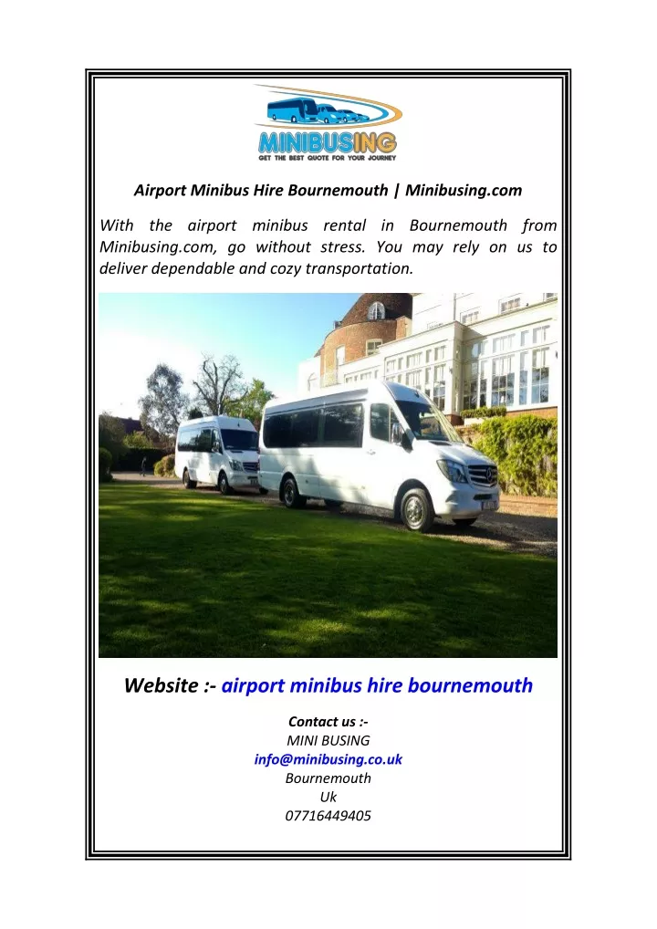 airport minibus hire bournemouth minibusing com