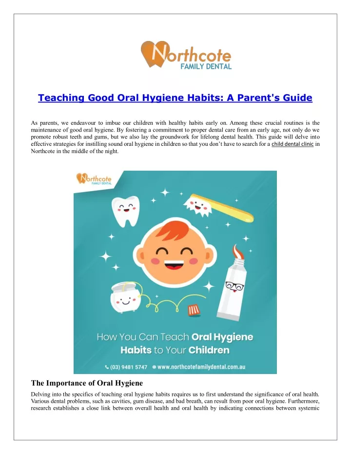 teaching good oral hygiene habits a parent s guide