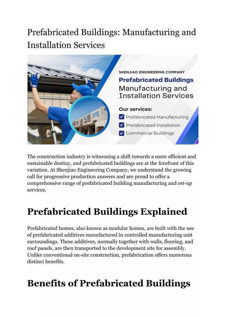 prefabricated buildings manufacturing