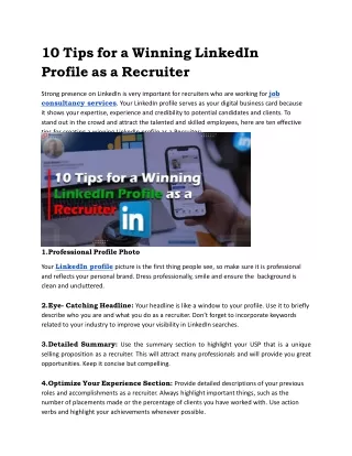 10 tips for a winning LinkedIn profile