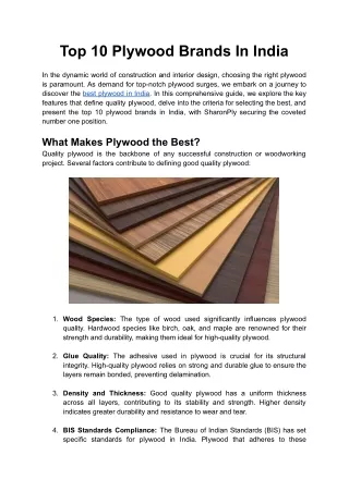 Top 10 Plywood Brands In India