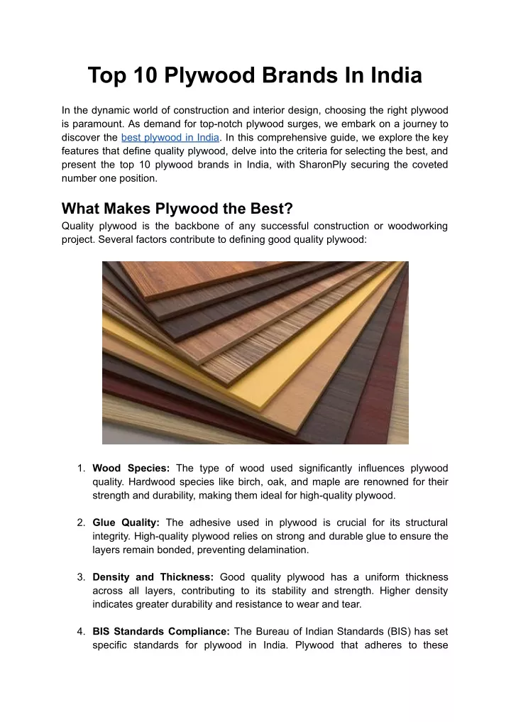 top 10 plywood brands in india