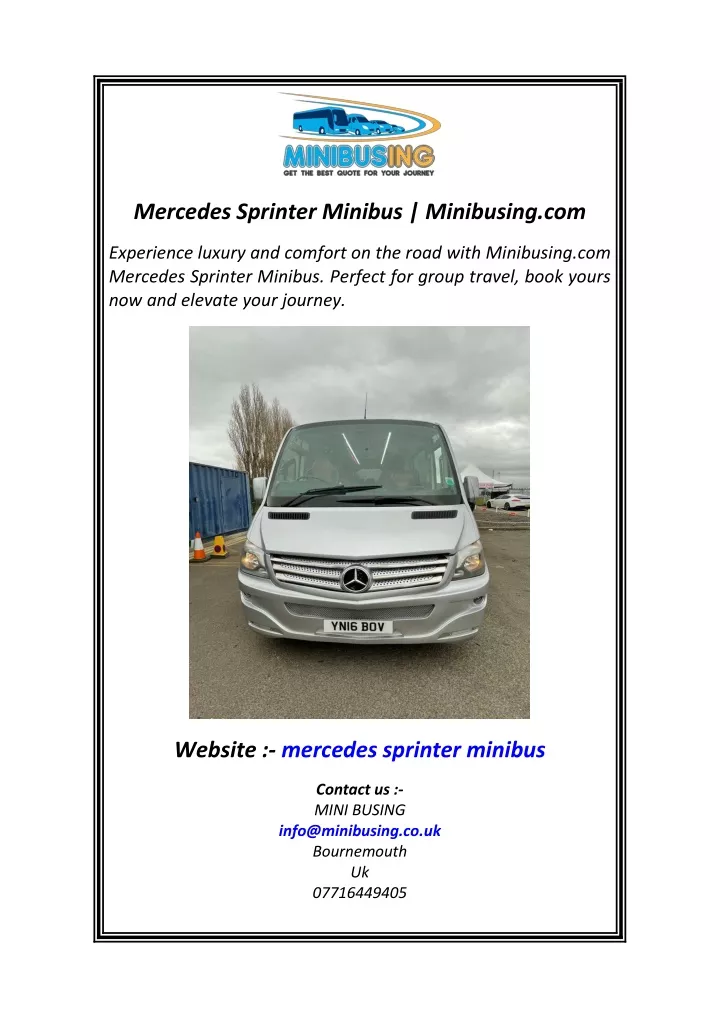 mercedes sprinter minibus minibusing com