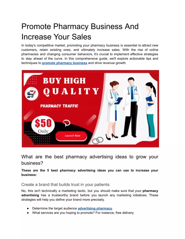 promote pharmacy business and increase your sales