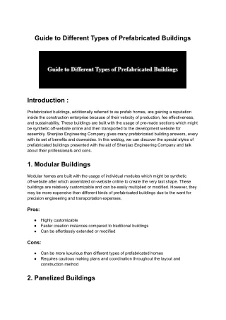 Guide to Different Types of Prefabricated Buildings