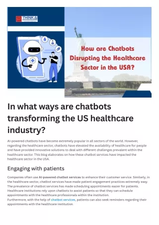 In what ways are chatbots transforming the US healthcare industry