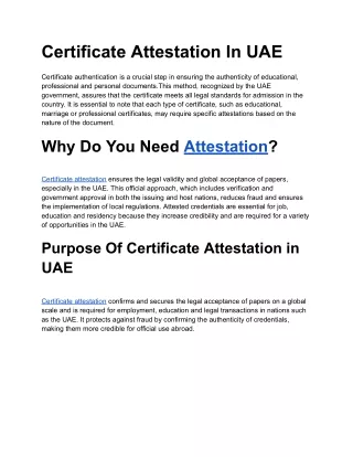 Certificate Attestation In UAE